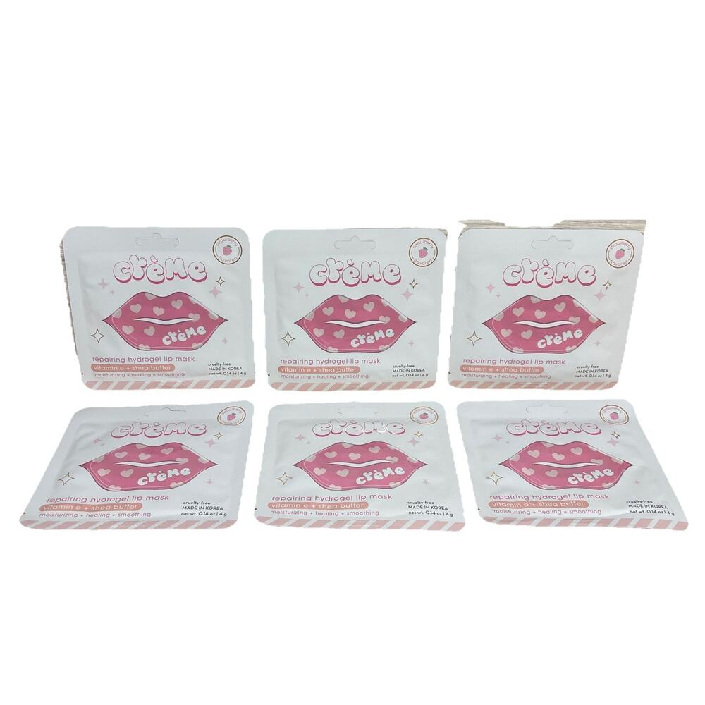 Crème Shop Repairing Hydrogel Lip Mask Strawberry Vitamin E + Shea Butter 6 Pack
